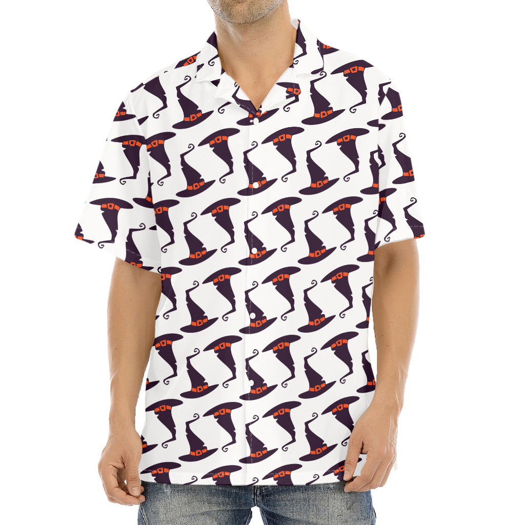 Purple Halloween Witch Hat Pattern Print Aloha Shirt
