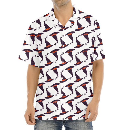 Purple Halloween Witch Hat Pattern Print Aloha Shirt