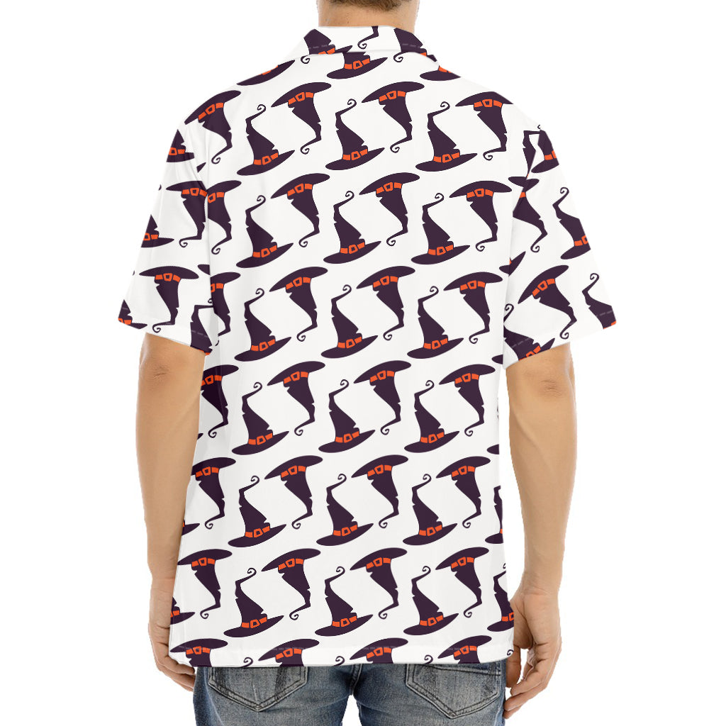 Purple Halloween Witch Hat Pattern Print Aloha Shirt