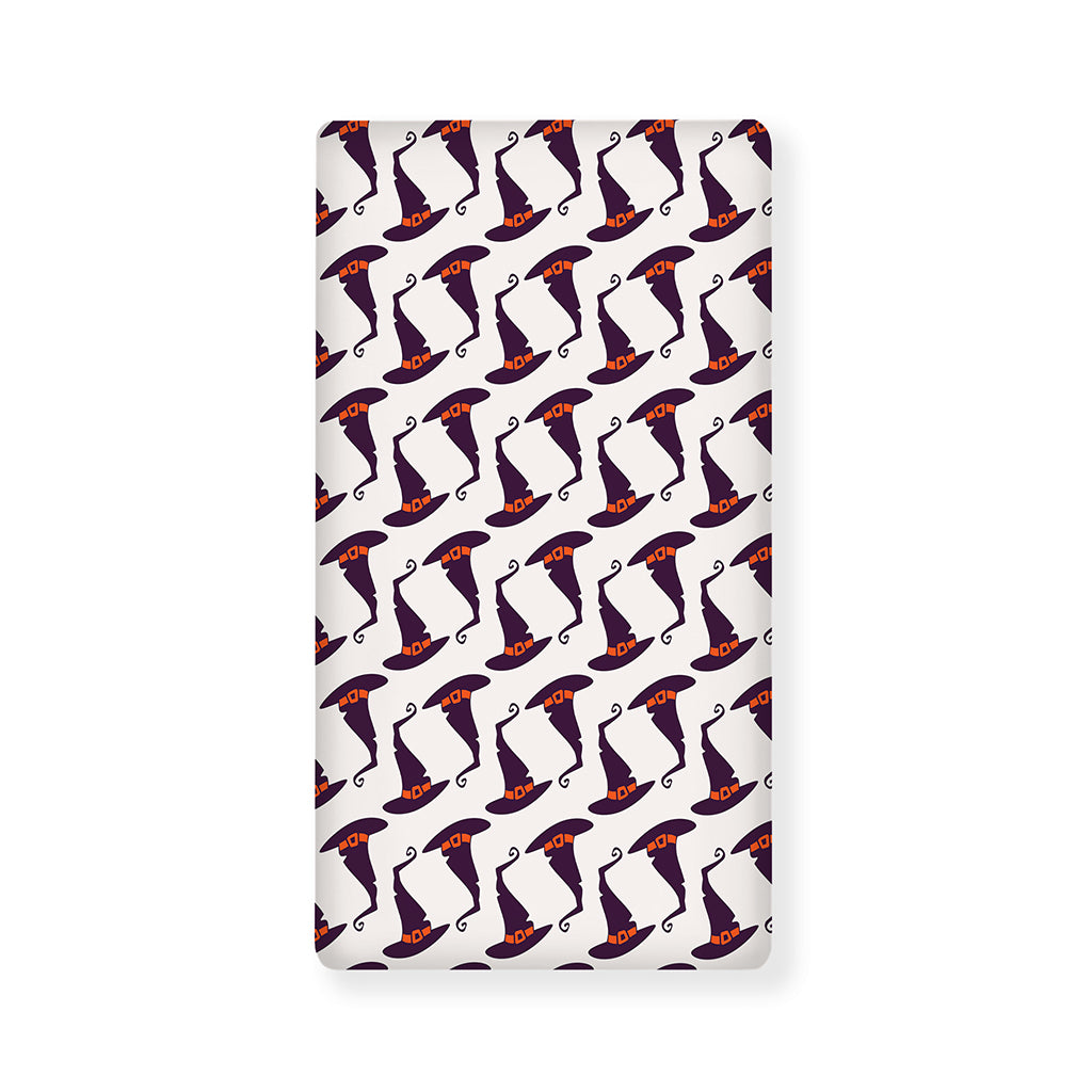 Purple Halloween Witch Hat Pattern Print Baby Crib Sheet