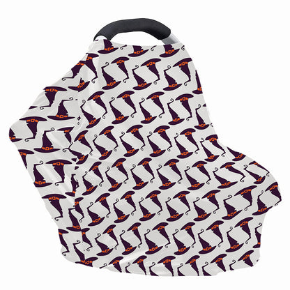 Purple Halloween Witch Hat Pattern Print Baby Seat Cover
