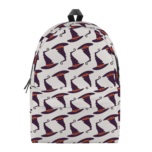 Purple Halloween Witch Hat Pattern Print Backpack