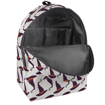 Purple Halloween Witch Hat Pattern Print Backpack