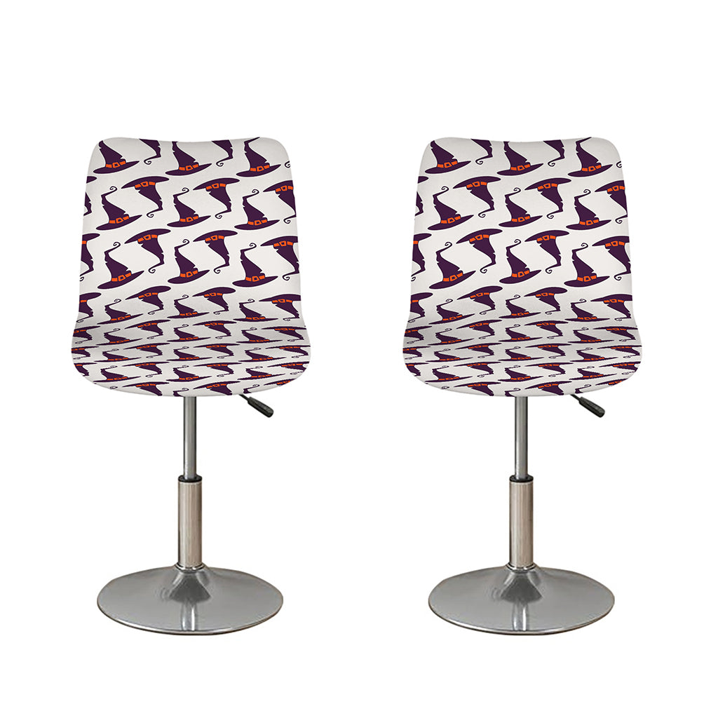 Purple Halloween Witch Hat Pattern Print Bar Stool Covers