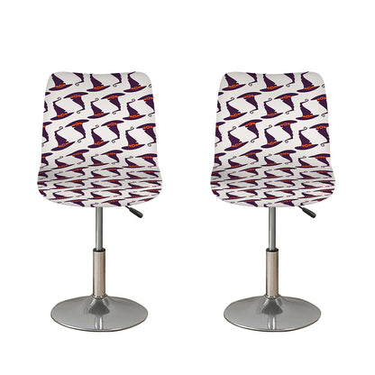 Purple Halloween Witch Hat Pattern Print Bar Stool Covers