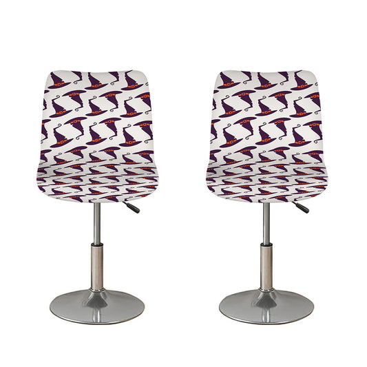 Purple Halloween Witch Hat Pattern Print Bar Stool Covers