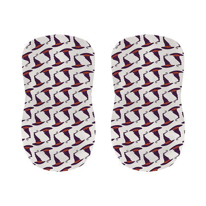 Purple Halloween Witch Hat Pattern Print Bar Stool Covers