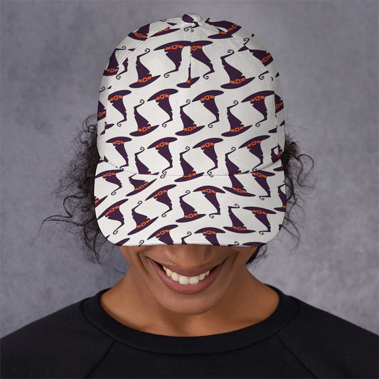 Purple Halloween Witch Hat Pattern Print Baseball Cap