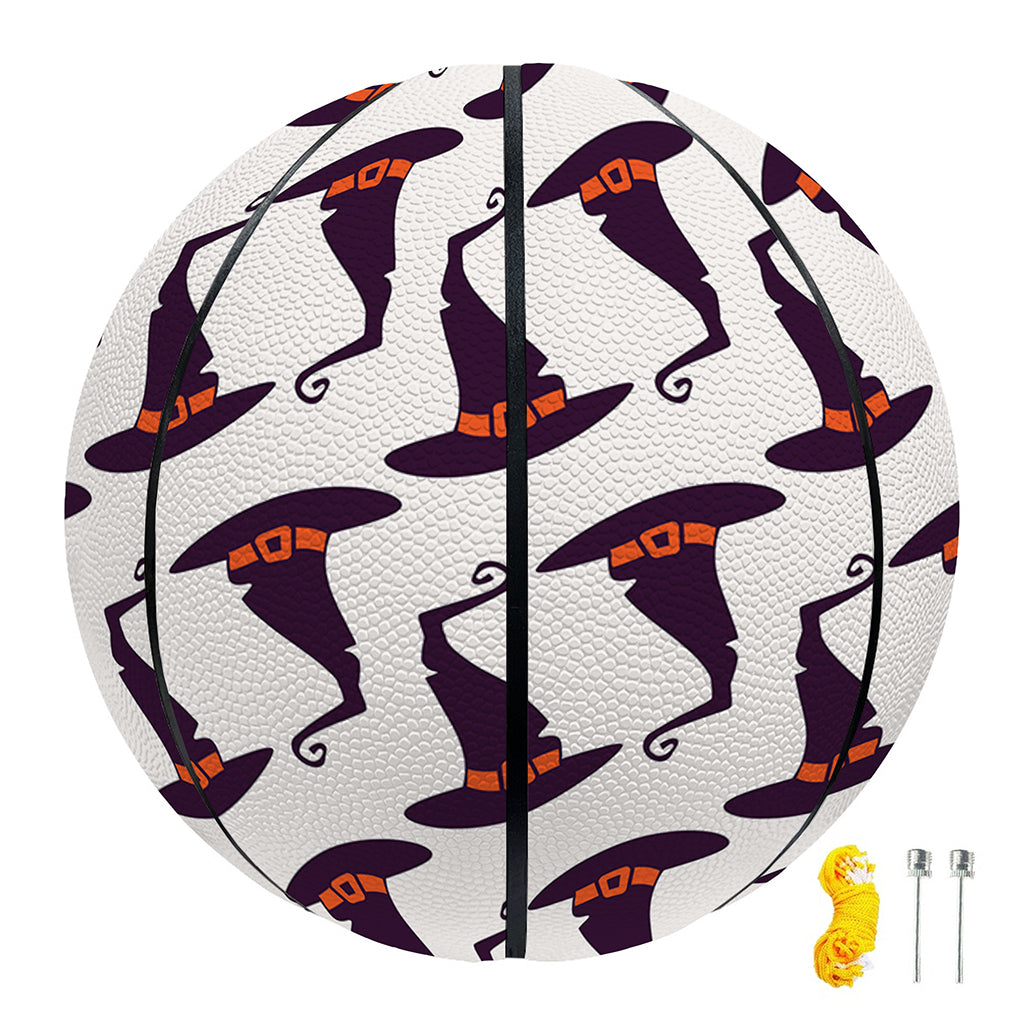 Purple Halloween Witch Hat Pattern Print Basketball