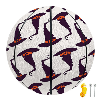 Purple Halloween Witch Hat Pattern Print Basketball