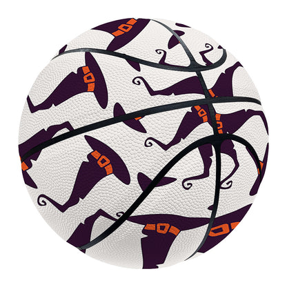 Purple Halloween Witch Hat Pattern Print Basketball