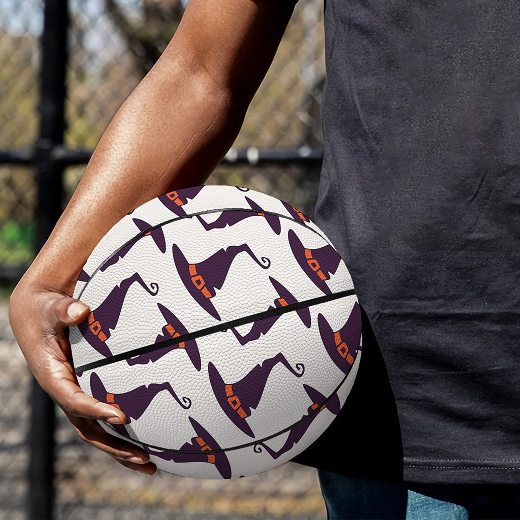 Purple Halloween Witch Hat Pattern Print Basketball