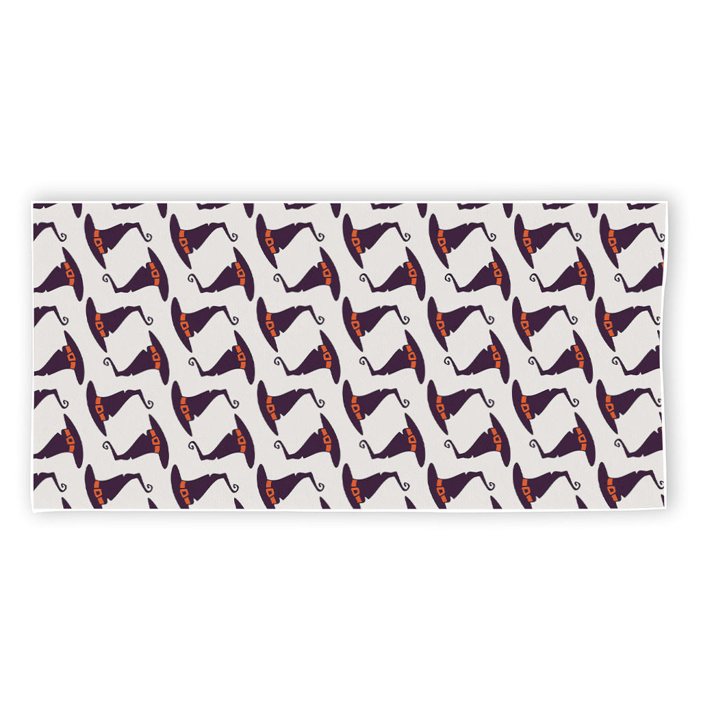 Purple Halloween Witch Hat Pattern Print Beach Towel