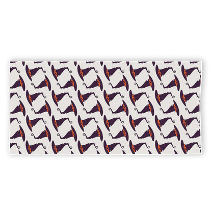 Purple Halloween Witch Hat Pattern Print Beach Towel