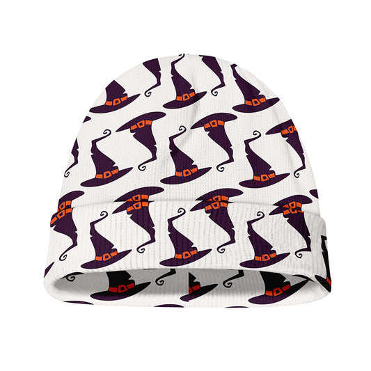 Purple Halloween Witch Hat Pattern Print Beanie