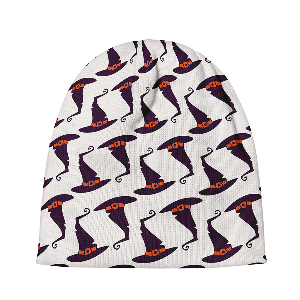 Purple Halloween Witch Hat Pattern Print Beanie