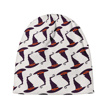 Purple Halloween Witch Hat Pattern Print Beanie
