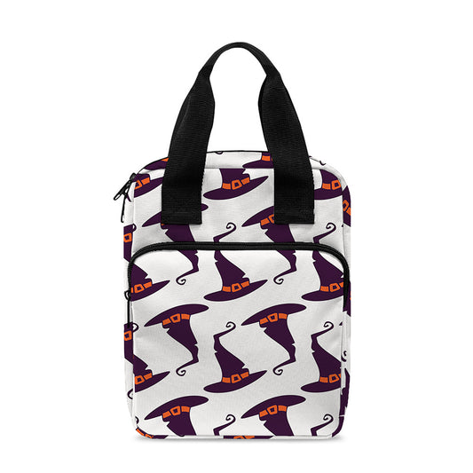 Purple Halloween Witch Hat Pattern Print Bible Tote Bag