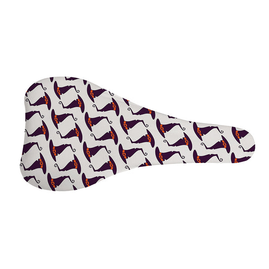 Purple Halloween Witch Hat Pattern Print Bicycle Seat Cover
