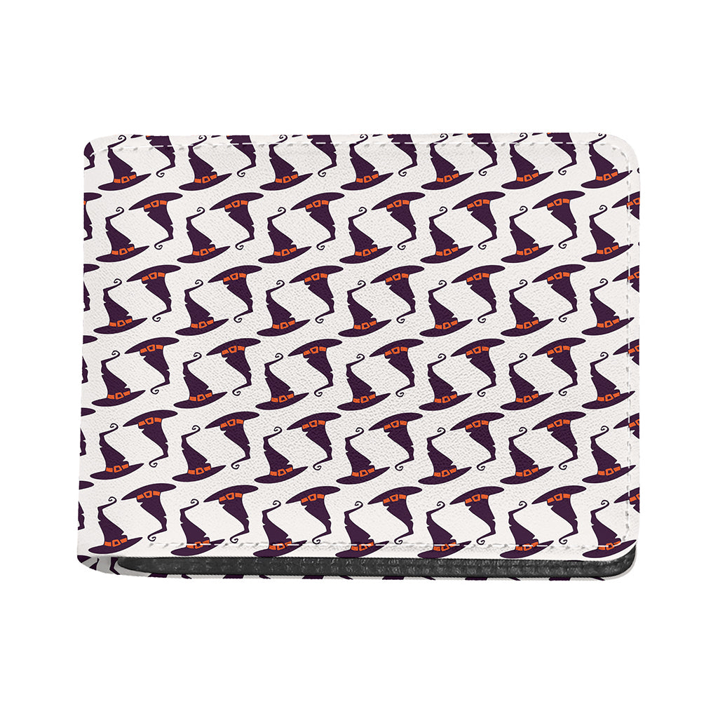 Purple Halloween Witch Hat Pattern Print Bifold Wallet