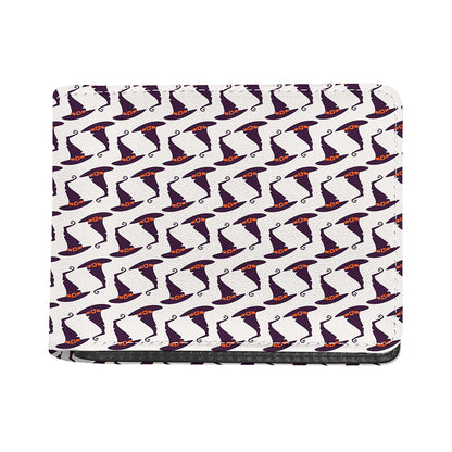 Purple Halloween Witch Hat Pattern Print Bifold Wallet