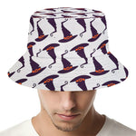 Purple Halloween Witch Hat Pattern Print Bucket Hat