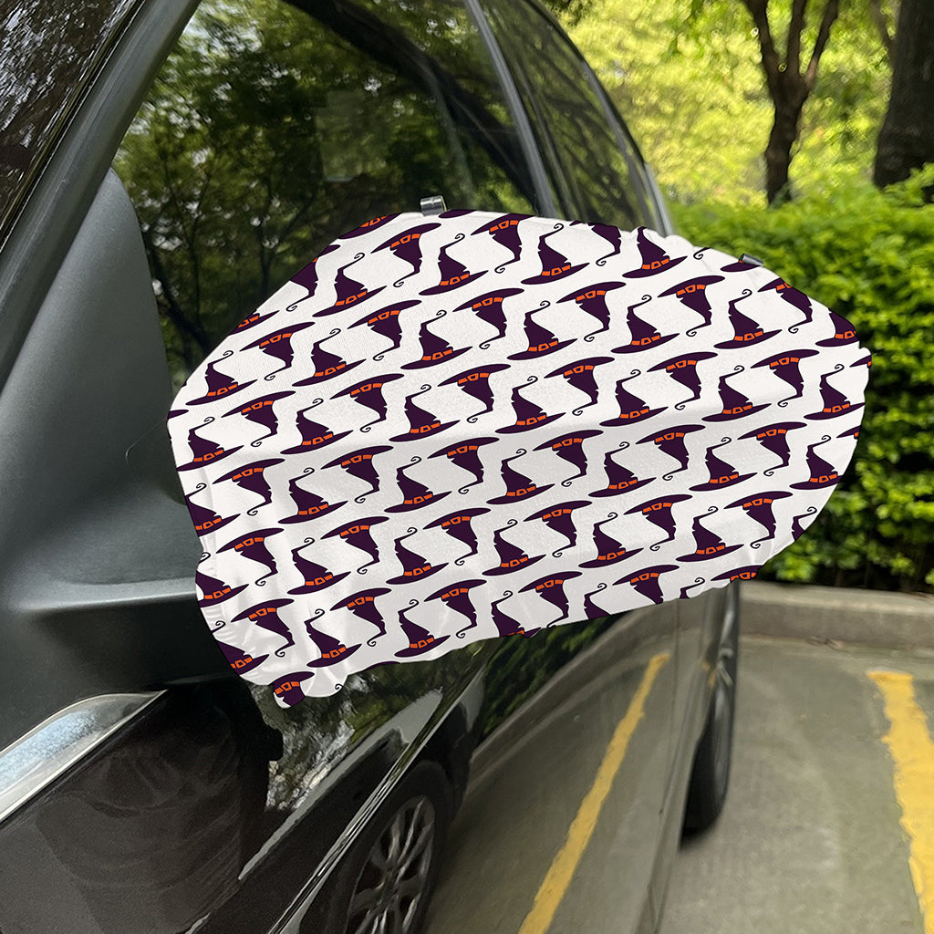 Purple Halloween Witch Hat Pattern Print Car Side Mirror Covers