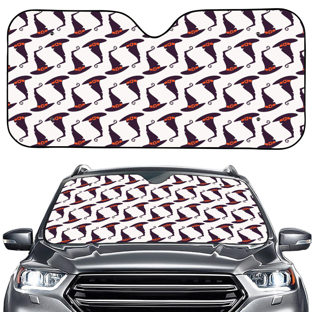 Purple Halloween Witch Hat Pattern Print Car Windshield Sun Shade