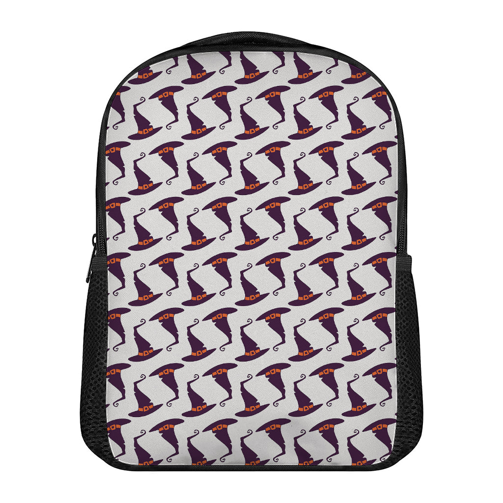 Purple Halloween Witch Hat Pattern Print Casual Backpack