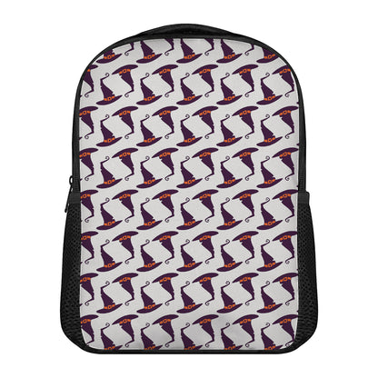 Purple Halloween Witch Hat Pattern Print Casual Backpack
