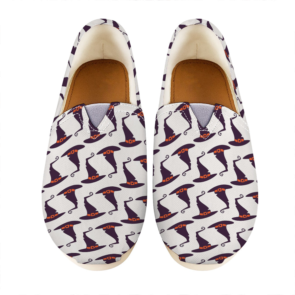 Purple Halloween Witch Hat Pattern Print Casual Shoes