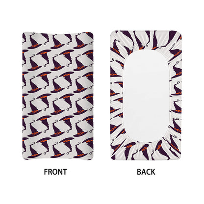 Purple Halloween Witch Hat Pattern Print Changing Pad Cover