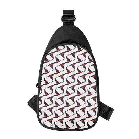 Purple Halloween Witch Hat Pattern Print Chest Bag