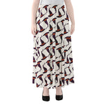 Purple Halloween Witch Hat Pattern Print Chiffon Maxi Skirt