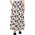 Purple Halloween Witch Hat Pattern Print Chiffon Maxi Skirt