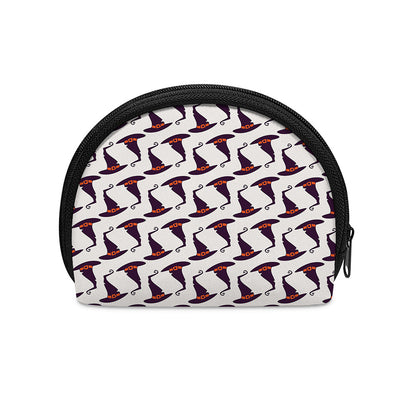 Purple Halloween Witch Hat Pattern Print Coin Purse
