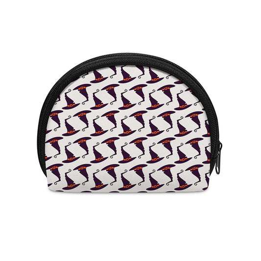 Purple Halloween Witch Hat Pattern Print Coin Purse