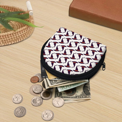 Purple Halloween Witch Hat Pattern Print Coin Purse