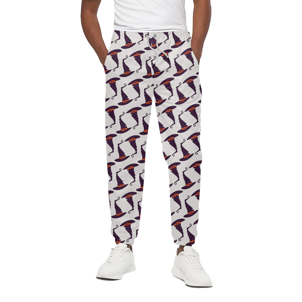 Purple Halloween Witch Hat Pattern Print Cotton Pants
