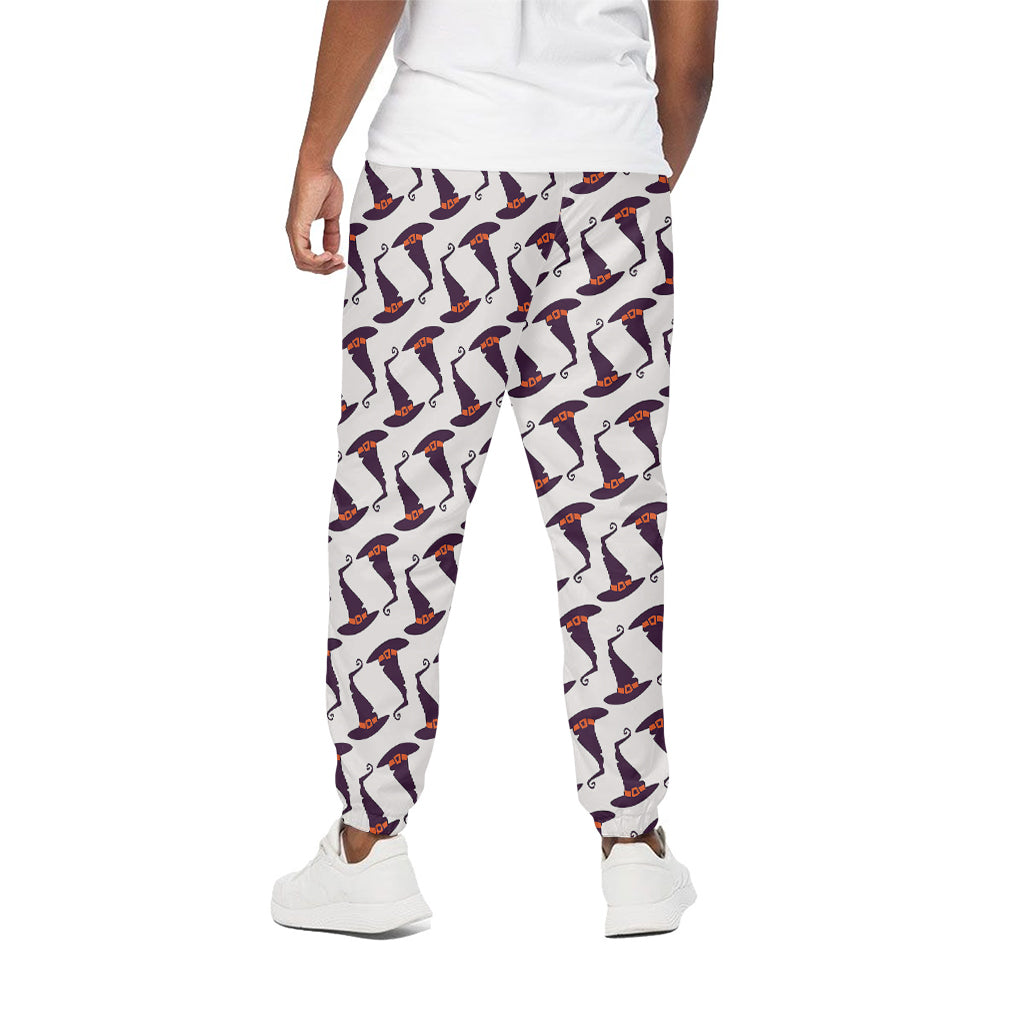 Purple Halloween Witch Hat Pattern Print Cotton Pants