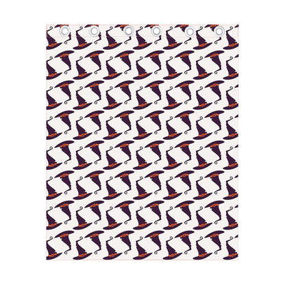 Purple Halloween Witch Hat Pattern Print Curtain