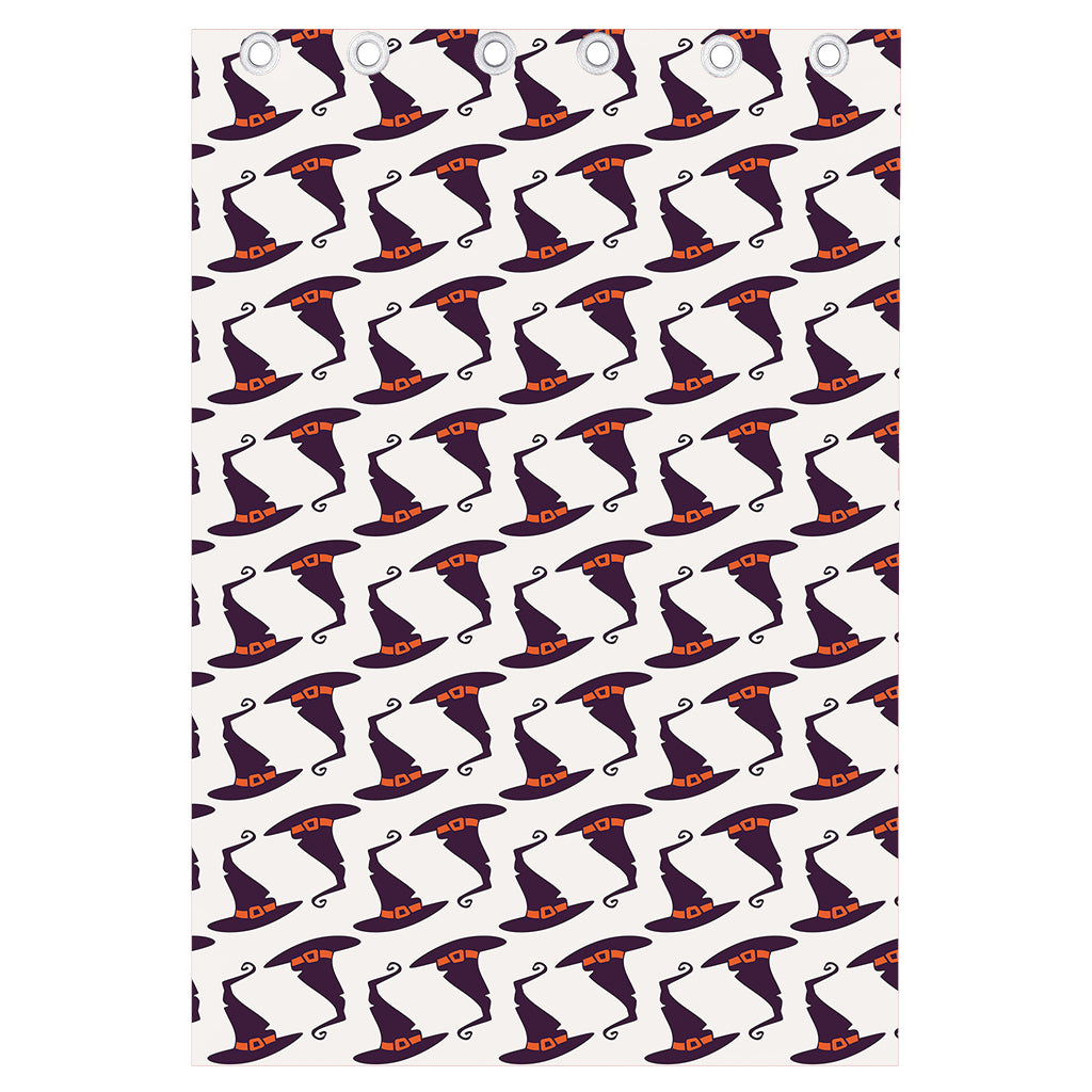 Purple Halloween Witch Hat Pattern Print Curtain
