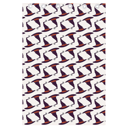 Purple Halloween Witch Hat Pattern Print Curtain