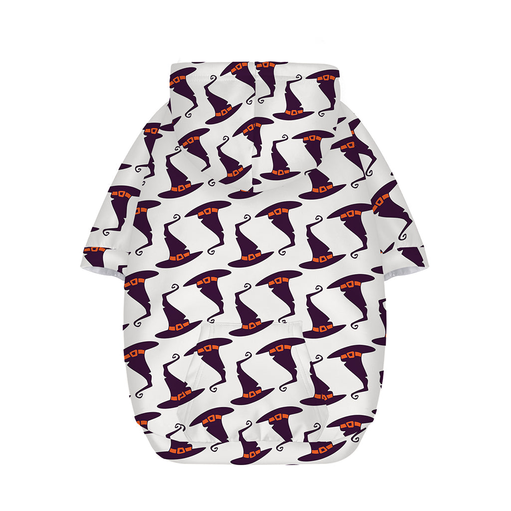 Purple Halloween Witch Hat Pattern Print Dog Zip Up Hoodie