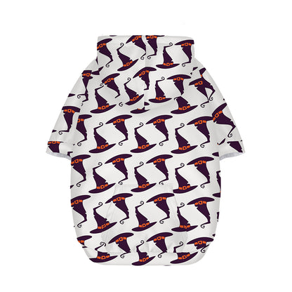Purple Halloween Witch Hat Pattern Print Dog Zip Up Hoodie