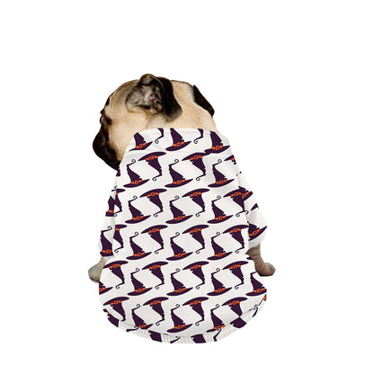 Purple Halloween Witch Hat Pattern Print Dog Zip Up Jacket