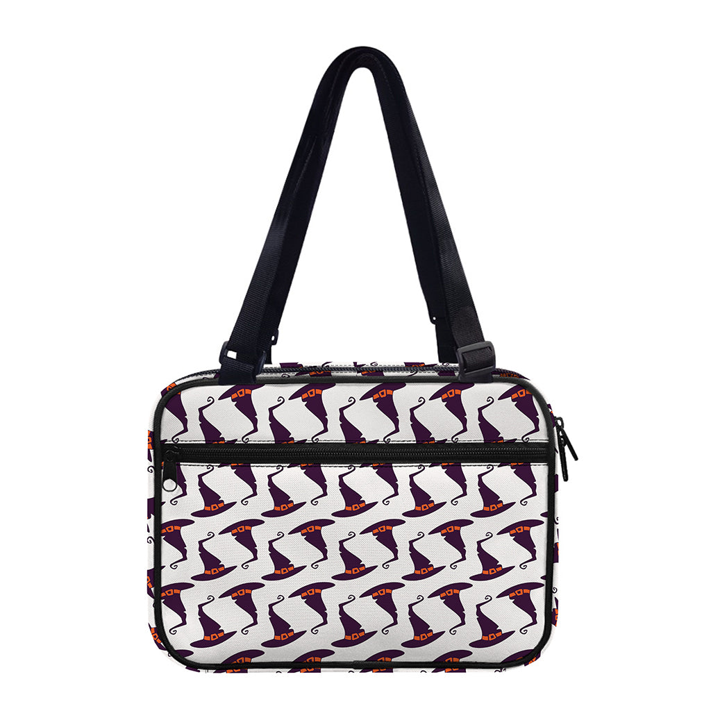 Purple Halloween Witch Hat Pattern Print Double Strap Bible Bag