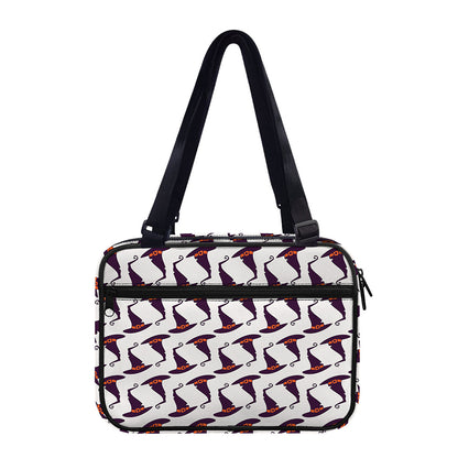 Purple Halloween Witch Hat Pattern Print Double Strap Bible Bag