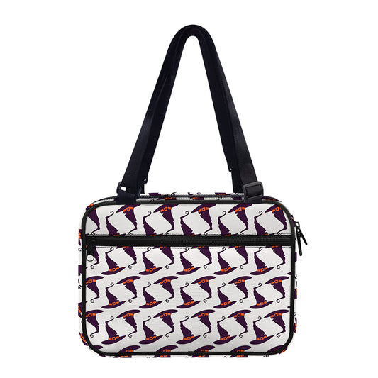 Purple Halloween Witch Hat Pattern Print Double Strap Bible Bag