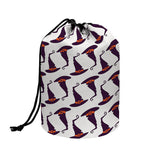 Purple Halloween Witch Hat Pattern Print Drawstring Makeup Bag